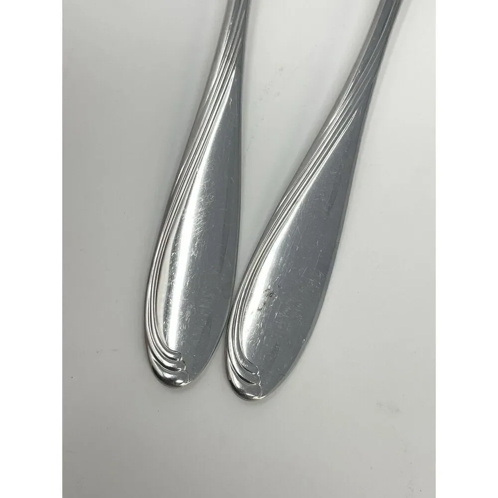 Oneida Camber Cresta Windswept Scroll Serving Spoon 8.5” Fork 8.75” Set Of 2
